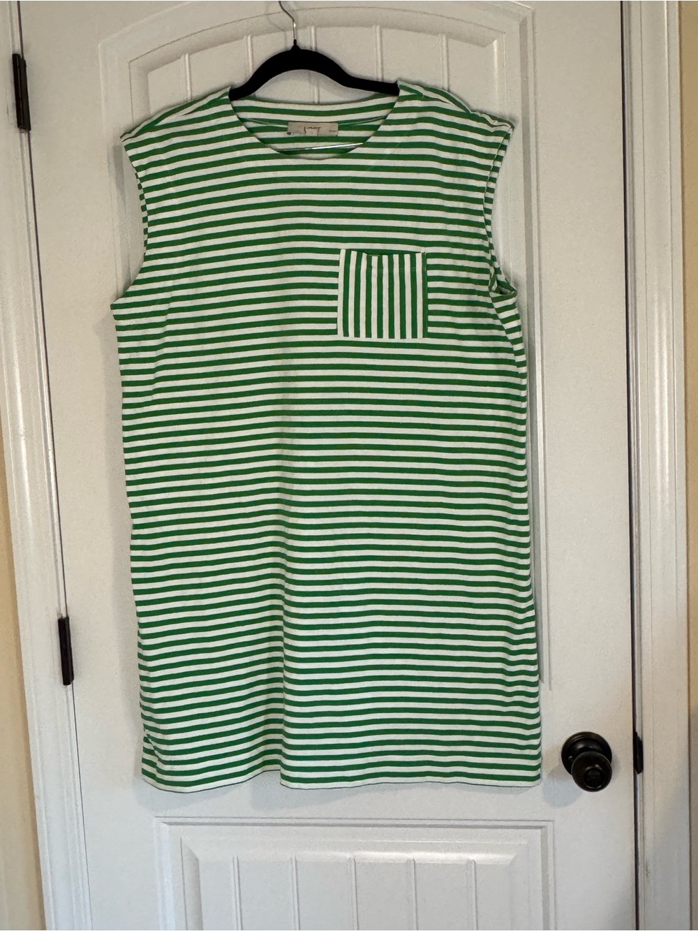 Loft Green and White Stripe Sleeveless Dress